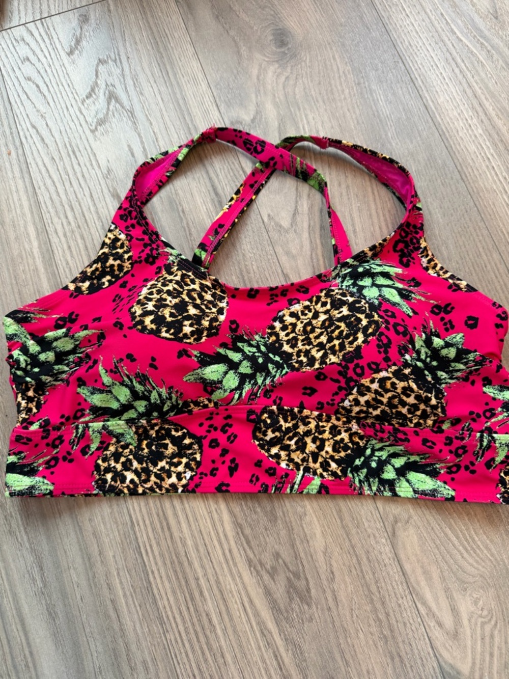 Torrid Wireless Adjustable Scoop Bikini Top Leopard Pineapple Pink Size 1